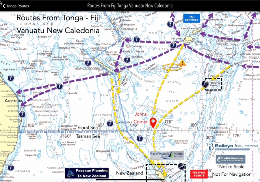 Routes from SW Pacific